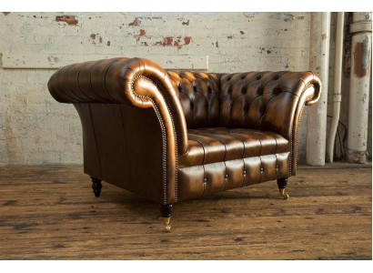 Chesterfield Leather Sofa 1-Seater Sofa Upholstered Sofas Design Luxury Couch Sofas New