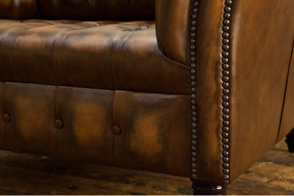 Chesterfield Leather Sofa 1-Seater Sofa Upholstered Sofas Design Luxury Couch Sofas New