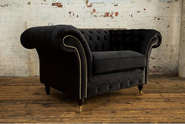 Chesterfield Armchair TV Couch 1-Seater Sofa Textile Fabric Sofas Upholstery #5