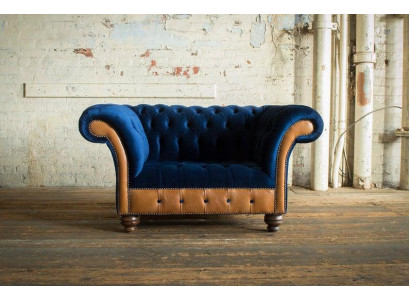 Chesterfield Textile Upholstered Armchair 1-Seater Sofas Design Luxury Fabric Sofas