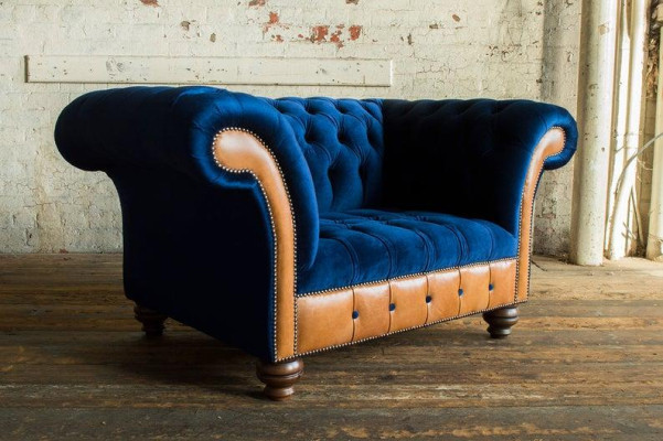 Chesterfield Textile Upholstered Armchair 1-Seater Sofas Design Luxury Fabric Sofas
