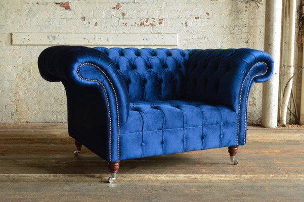 Chesterfield Armchair TV Couch 1 Seater Sofa Textile Fabric Couche Padding #4