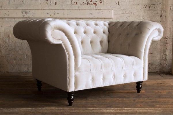 Chesterfield Armchair TV Couch 1-Seater Sofa Textile Fabric Couches Upholstery #4