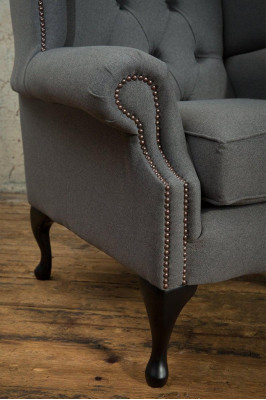 Chesterfield Design Luxury Fabric Sofas Textile Wing Chair 1-Seater Sofa Upholstery