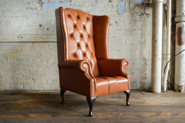 Luxury Wing Chair Armchair 1-Seater Sofa Couch Leather Textile Upholstery Chesterfield