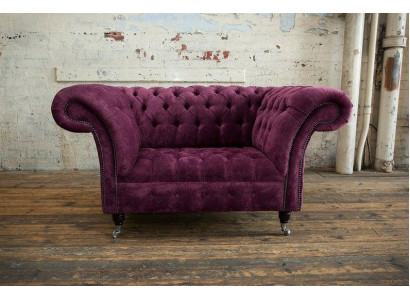Upholstered furniture armchair 1-seater New Premium Class luxury fabrics upholstery Chesterfield