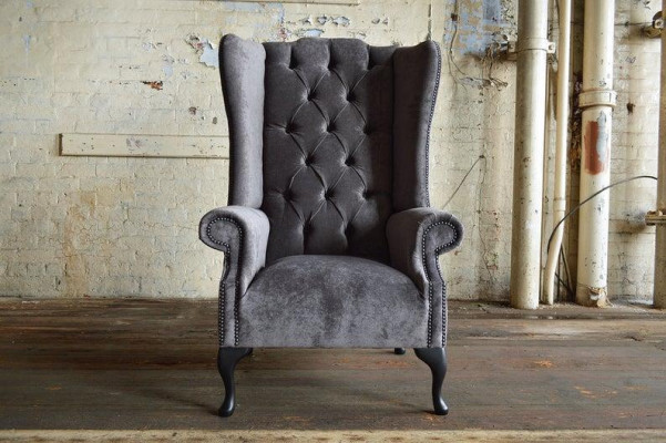 Wing chair Chesterfield armchair TV couch 1 seater sofa textile couches fabric