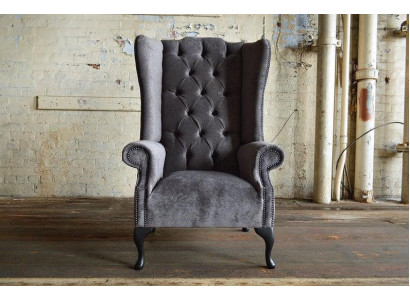 Wing chair Chesterfield armchair TV couch 1 seater sofa textile couches fabric