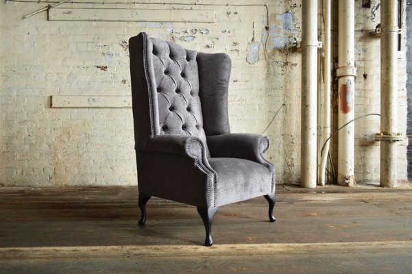 Wing chair Chesterfield armchair TV couch 1 seater sofa textile couches fabric