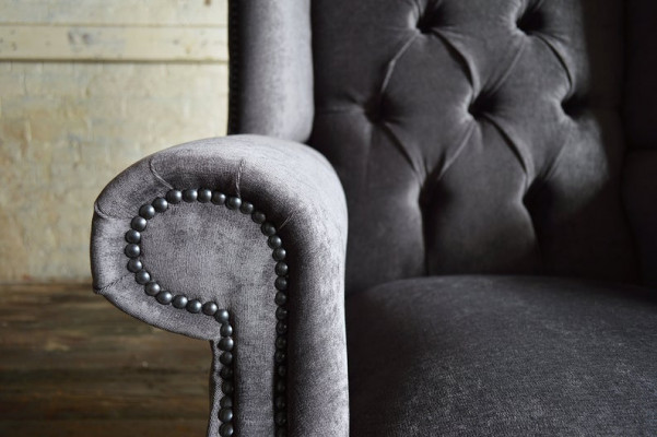 Wing chair Chesterfield armchair TV couch 1 seater sofa textile couches fabric