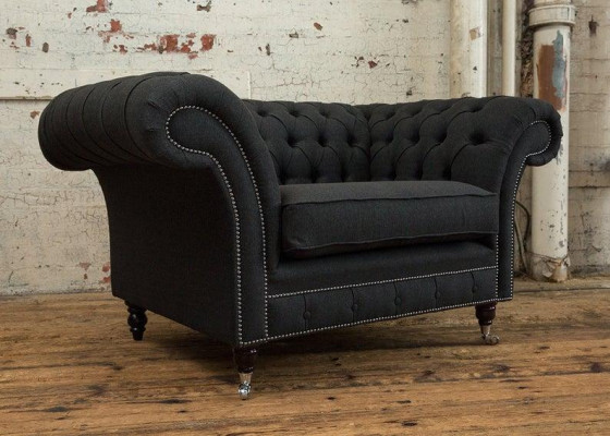 Chesterfield armchair TV couch 1-seater sofa textile fabric couches upholstery 201