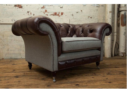 Armchair 1-Seater Relax Upholstered Television Chesterfield Textile Sofa Couch Brown New