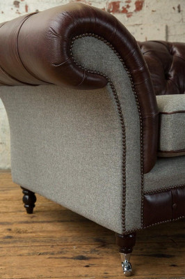Armchair 1-Seater Relax Upholstered Television Chesterfield Textile Sofa Couch Brown New