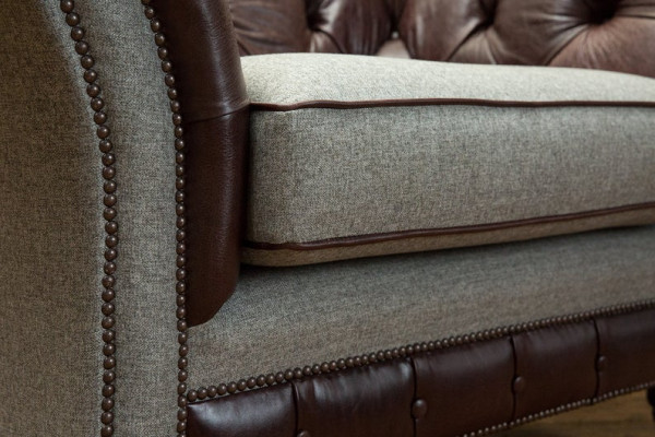 Armchair 1-Seater Relax Upholstered Television Chesterfield Textile Sofa Couch Brown New