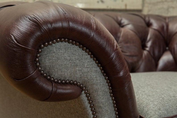 Armchair 1-Seater Relax Upholstered Television Chesterfield Textile Sofa Couch Brown New