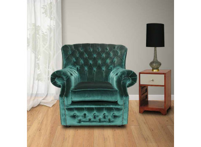 Chesterfield Velvet Green Wingback Armchair 1-Seater Armchair Couch Sofa TV Recliner New