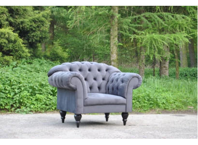 Fabric Chesterfield Couch Upholstery Seat Armchair Textile Modern Armchair Blue 1 Seater