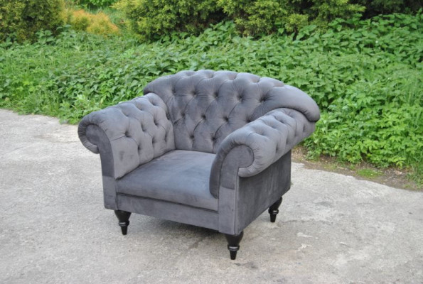 Fabric Chesterfield Couch Upholstery Seat Armchair Textile Modern Armchair Blue 1 Seater