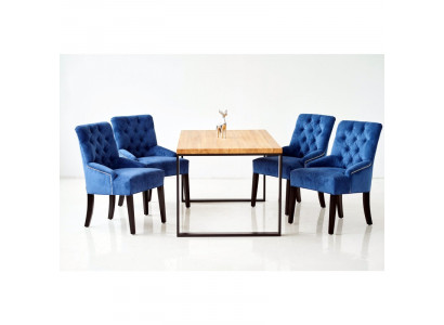 Modern wooden dining table + x6 Chesterfield chairs dining room set 7-piece set.