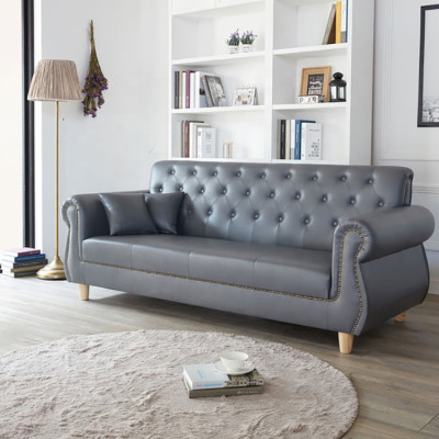 British Chesterfield Green Three-Seater Couch - Luxury Leather Furniture