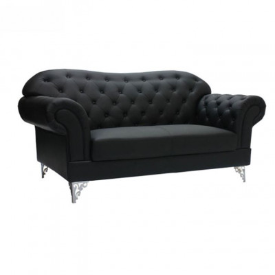 Black Chesterfield Sofa Modern Three-Seater Stylish 3-Seater