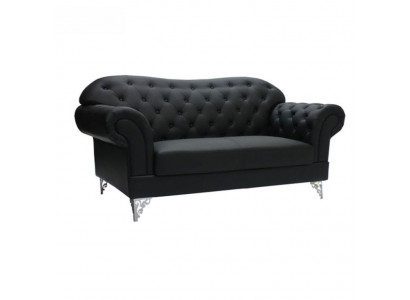 Black Chesterfield Sofa Modern Three-Seater Stylish 3-Seater