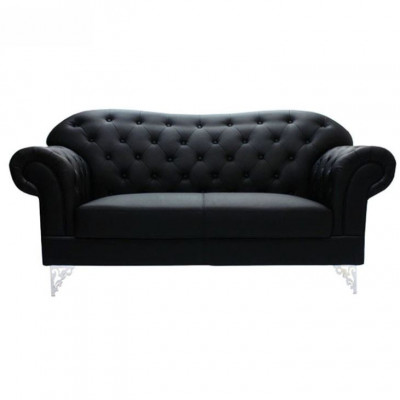 Black Chesterfield Sofa Modern Three-Seater Stylish 3-Seater
