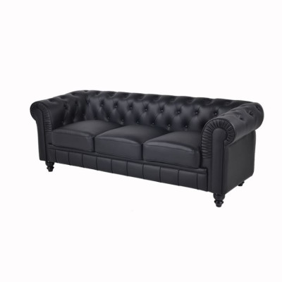 jvmoebel ® Textile Sofa Couch - Black Upholstery Three-Seater Couch Set Trio