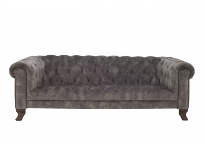 Classic Leather Couch - Gray Chesterfield Fabric Sofa 3-Seater New jvmoebel ®