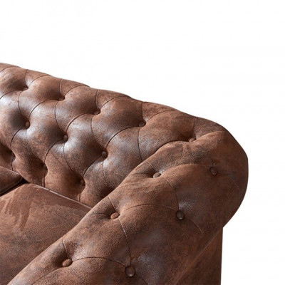 Men's Club Chesterfield Sofa Couch Leather Upholstery 2-Seater Brown NEW