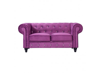 Classic Leather Couch - Purple Chesterfield Fabric Sofa 2-Seater New jvmoebel ®