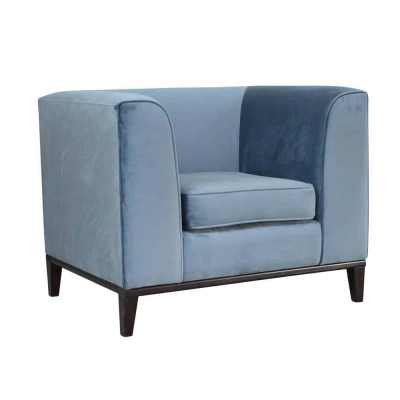 Armchair Chair 1x Dining Room Television Lounge Textile Seat Blue Modern Upholstered Chair