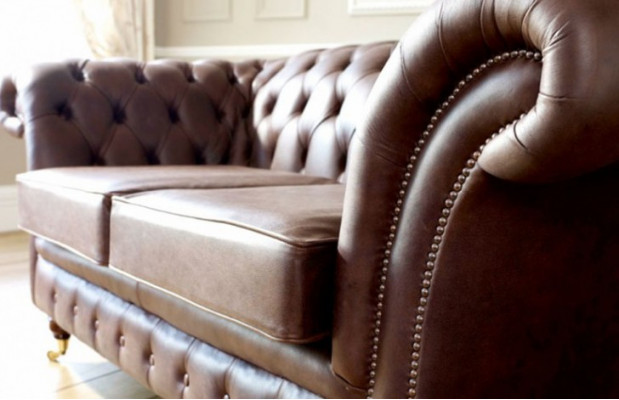 Chesterfield Men's Club Sofa Couch Leather Upholstery 2-Seater Brown NEW jvmoebel ®
