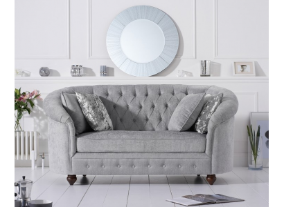 jvmoebel ® - Country House Designer Couch - Chesterfield Textile Sofa Gray Fabric New