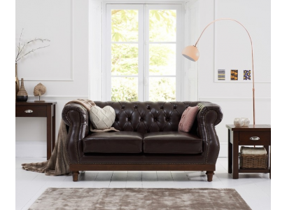 Leather Chesterfield Men's Club Sofa Couch Upholstery Two-Seater Brown NEW jvmoebel ®