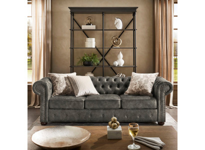 Chesterfield 3 Seater Classic Luxury Baroque Rococo Sofa Fabric Leather Couch New
