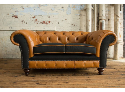 jvmoebel ® Leather Sofa Couch - Designer Upholstered Two-Seater Couch Set Brown
