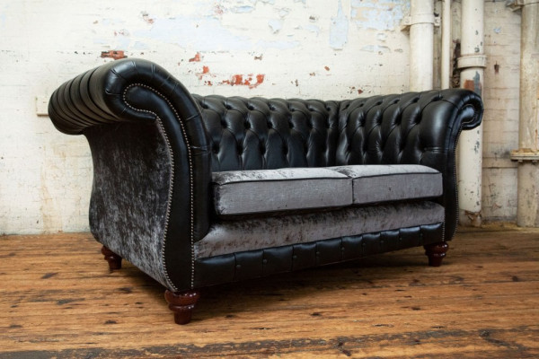 Chesterfield 2-seater Classic Luxury Baroque Rococo Couch Sofa Leather Couch New