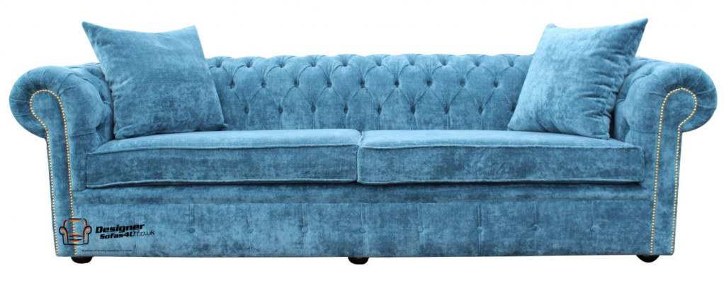 Classic Living Room Sofa - Blue Chesterfield Fabric Couch 3 Seater jvmoebel®