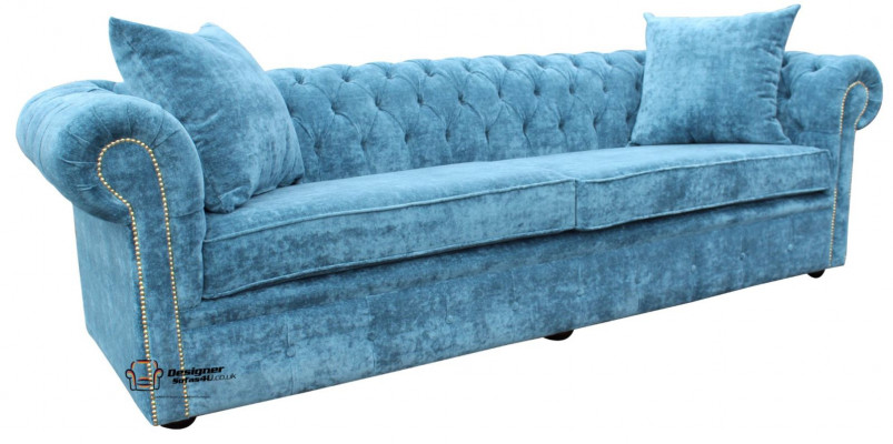 Classic Living Room Sofa - Blue Chesterfield Fabric Couch 3 Seater jvmoebel®