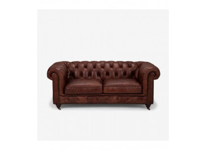 Chesterfield 2 Seater Classic Luxury Baroque Rococo Sofa Brown Leather Couch New