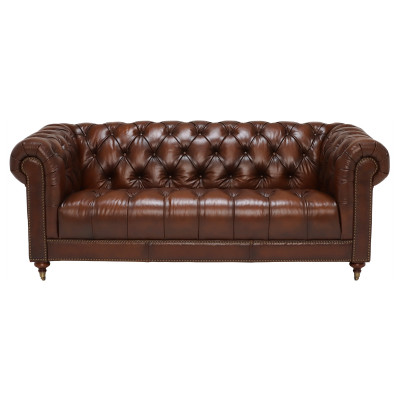Classic Leather Couch - Brown Chesterfield Fabric Sofa 3 Seater New jvmoebel ®