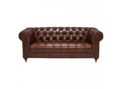 Classic Leather Couch - Brown Chesterfield Fabric Sofa 3 Seater New jvmoebel ®