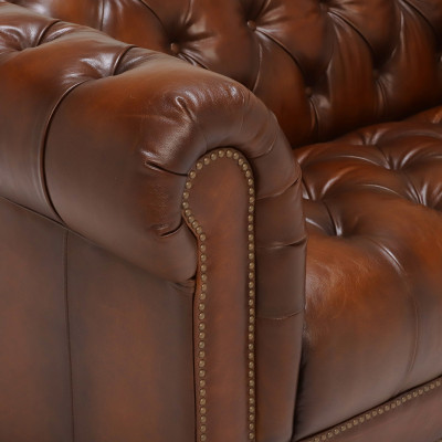 Classic Leather Couch - Brown Chesterfield Fabric Sofa 3 Seater New jvmoebel ®