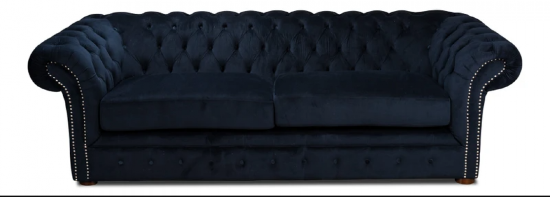Classic Living Room Couch - Blue Chesterfield Fabric Sofa 3-Seater jvmoebel ®