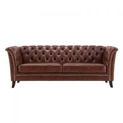 Chesterfield Leather Upholstered Design Sofa Luxury Couch Classic Sofa 2-Seater New