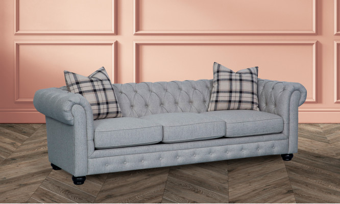 Chesterfield 3-seater sofa fabric sofa couch upholstery seat suite 3-seater sofas new