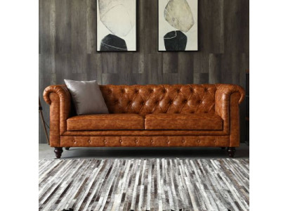 Chesterfield Leather Upholstered Design Sofa Luxury Couch Classic Sofa 3 Seater New