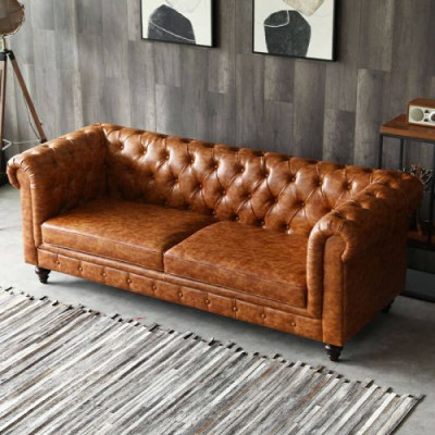 Chesterfield Leather Upholstered Design Sofa Luxury Couch Classic Sofa 3 Seater New