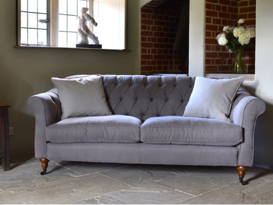Chesterfield 3-seater sofa fabric sofa couch upholstered seat suite 3-seater sofas new